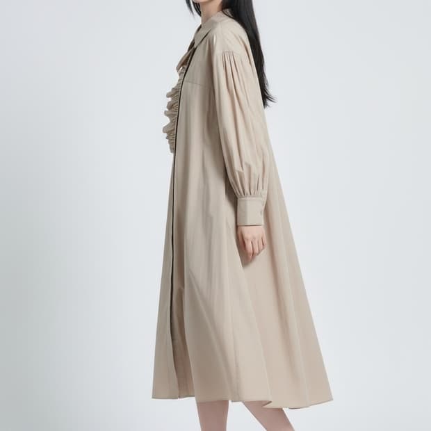 오즈세컨 연핑크 롱 플리츠 언발란스컷 원피스 S