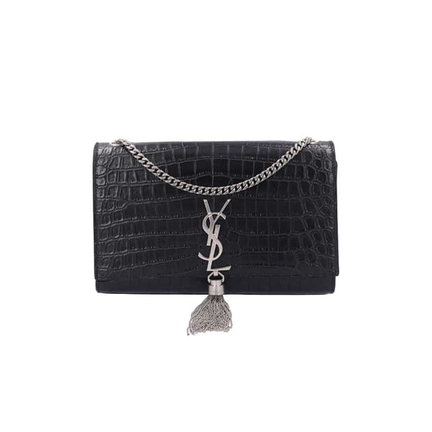 생로랑 354119 케이트 스몰 태슬 숄더백 크로커다일 레더 블랙 은장