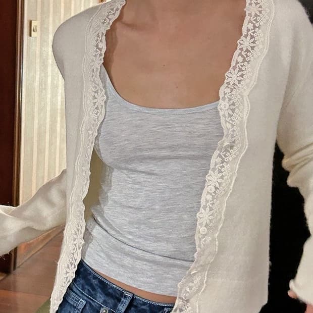 섭듀드 Subdued 레이스 가디건 라이트 옐로우 M