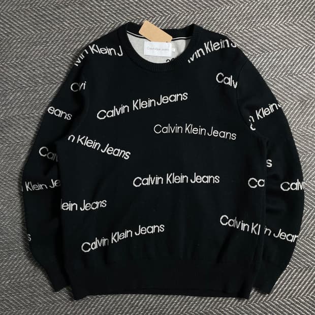 캘빈클라인 로고 플레이 라운드 울 니트 블랙o 5003