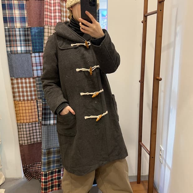 Nico and 그레이 롱 더플 코트