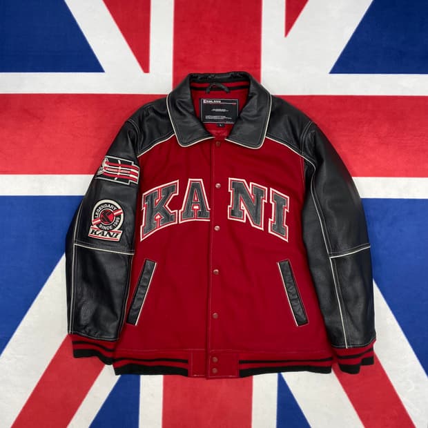 칼카니 올드스쿨 울 레더 바시티자켓 L 