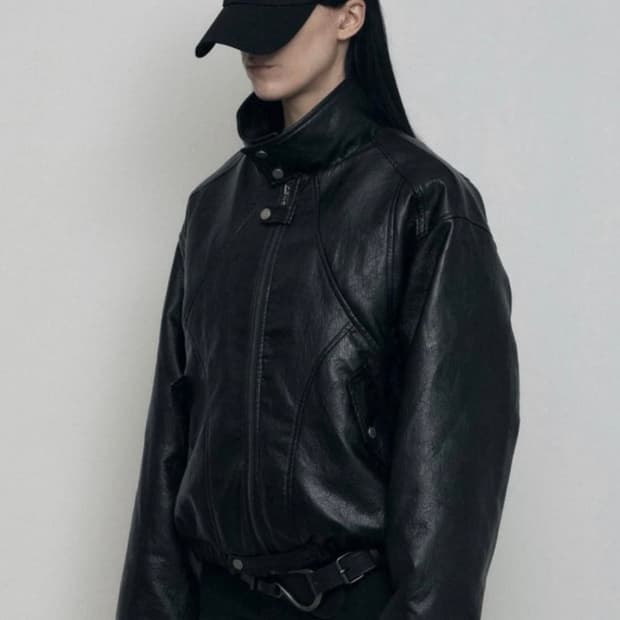 보헤미안서울 하이넥 모토 자켓 오버핏