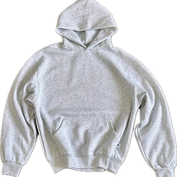 [ L ] 러셀 후드티 화이트 멜란지 그레이
