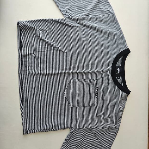 스투시 스트라이프 크롭티셔츠