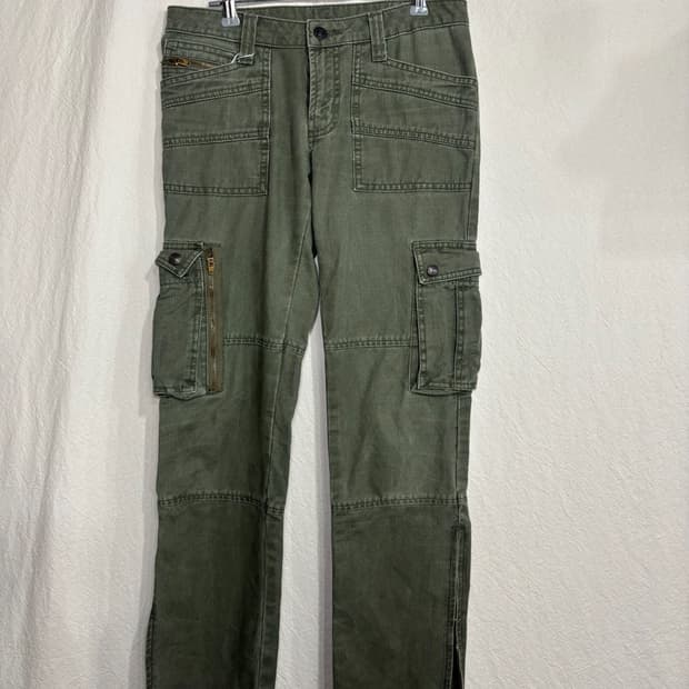 Y2K 카키 포켓 로우라이즈 팬츠