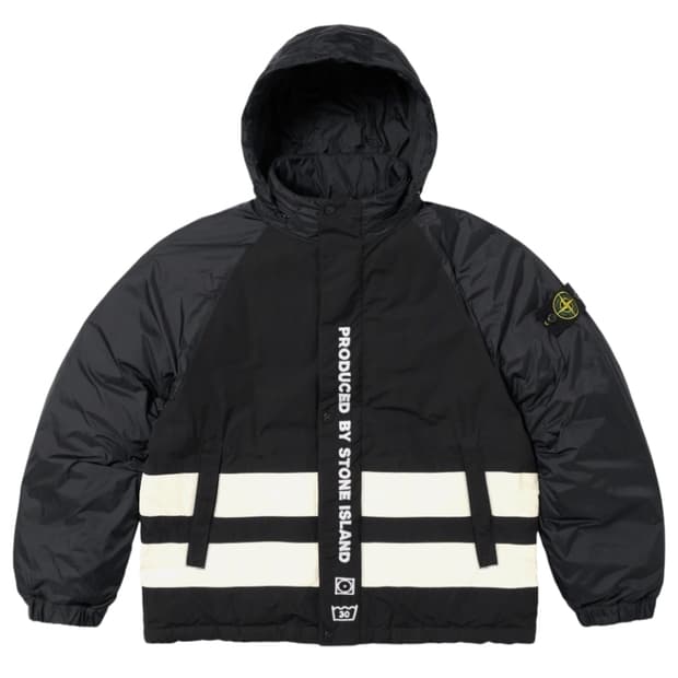 [M]슈프림 스톤아일랜드 리버시블 다운 패딩 블랙