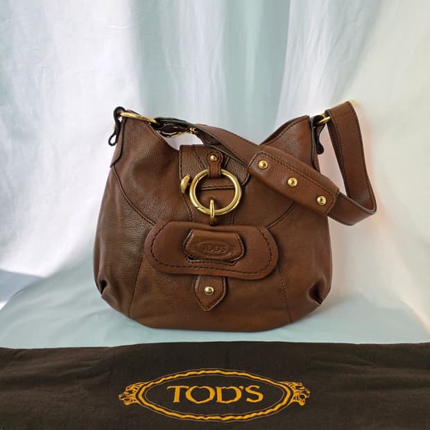 [정품 TOD'S] 토즈 브라운 레더 호보백 숄더백 크로스백