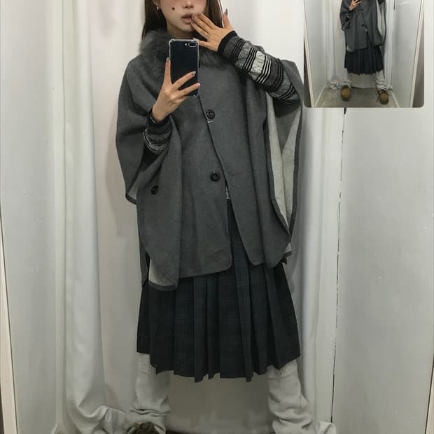 그레이 케이프 코디 세트 