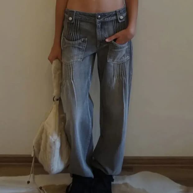 스컬프터 핀턱데님팬츠