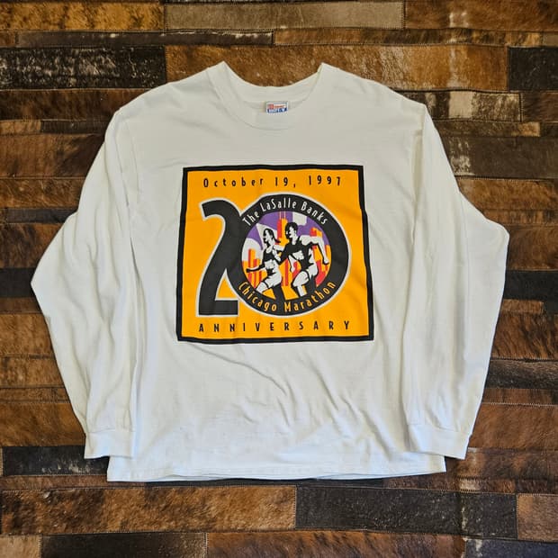 90s 빈티지 헤인즈 20주년 시카고 마라톤 티셔츠 