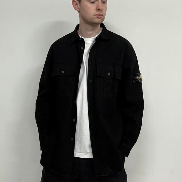 95AW 스톤 아일랜드 그린 엣지 밀리터리 데님 오버셔츠