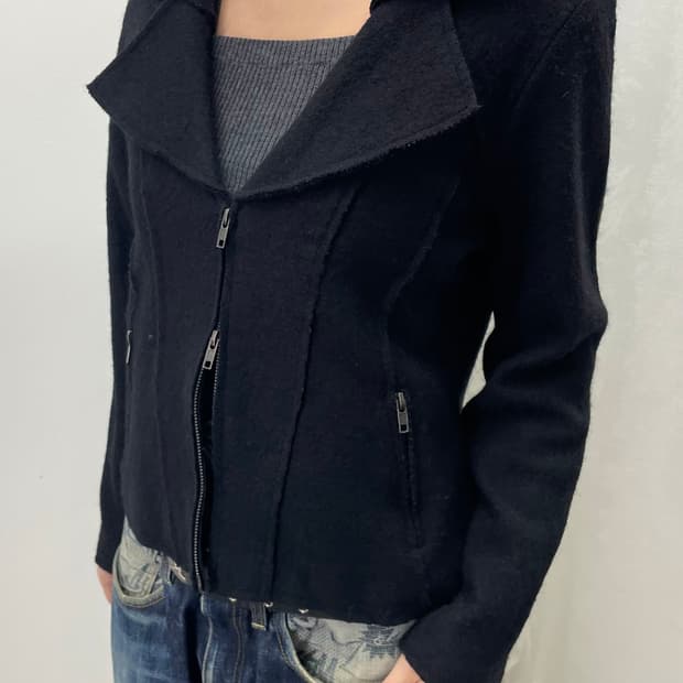 vintage 울 라이더 자켓 