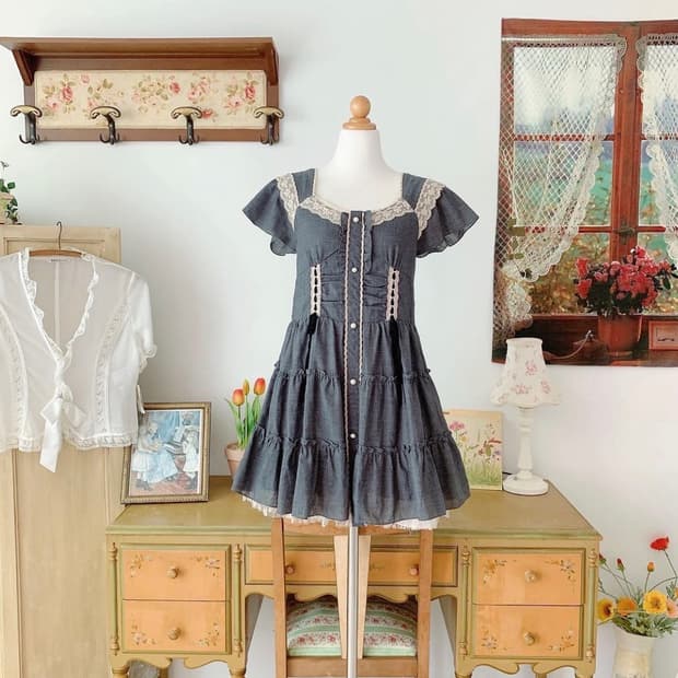 엑시즈팜 차콜 원피스