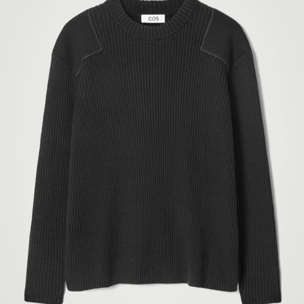 cos 패치 디테일 울 블렌드 니트