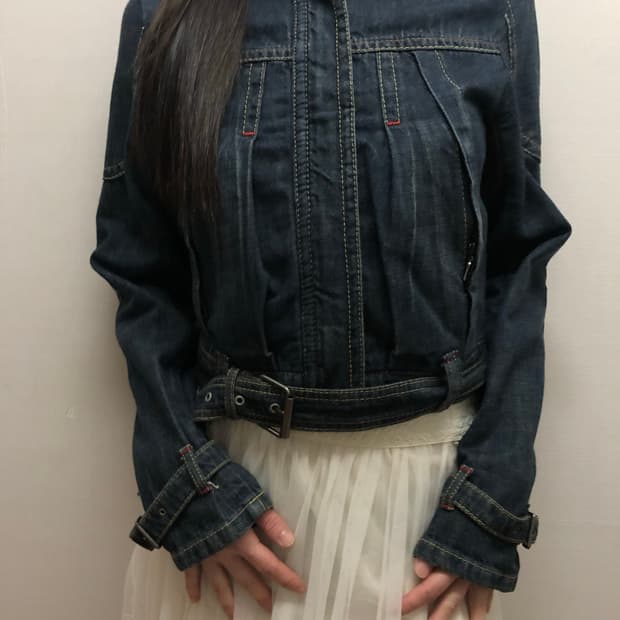 빈티지 데님 벨티드 자켓