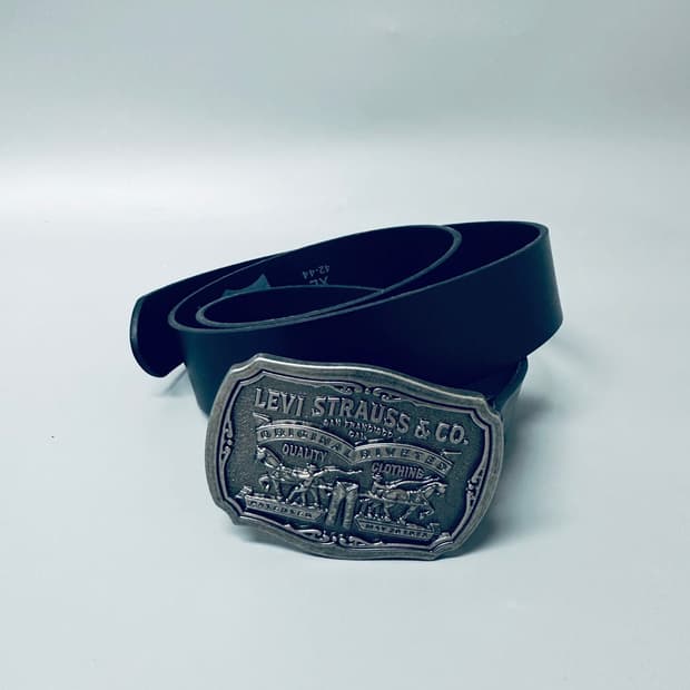 리바이스(Levi's) 투 홀스 빅 버클 빈티지 레더 벨트 (블랙)