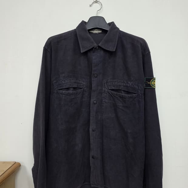 97AW 스톤 아일랜드 그린 엣지 몰스킨 스냅 버튼 재킷