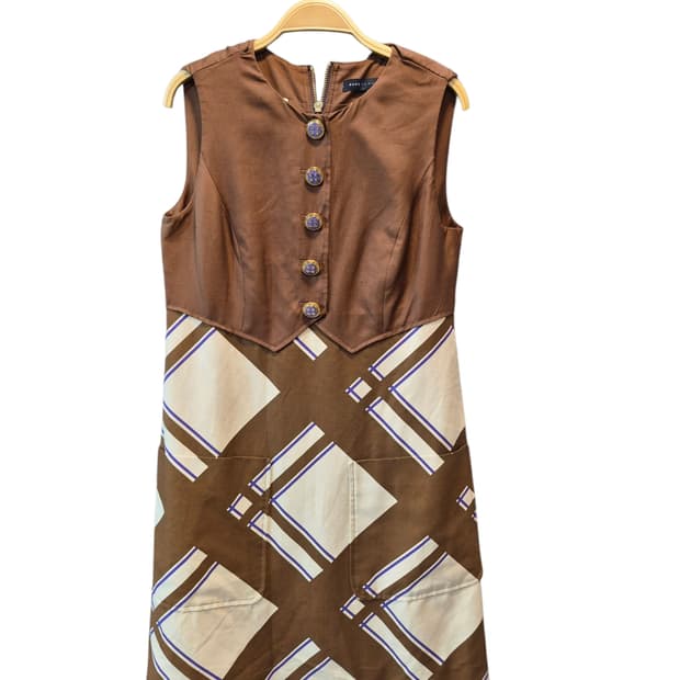 마크제이콥스 브라운 체크 민소매 원피스