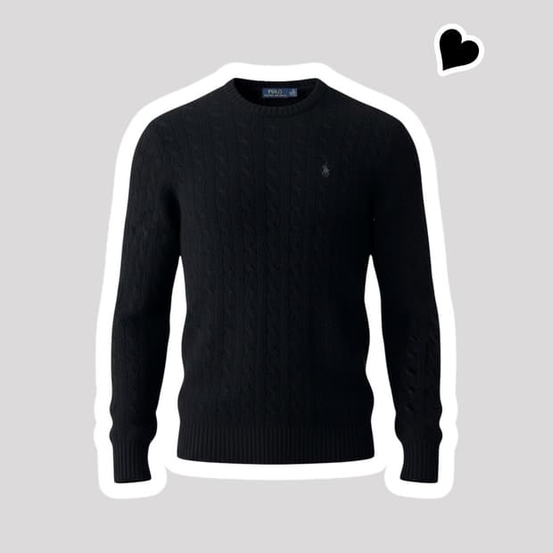 신형 폴로 랄프로렌 캐시미어 블랙 꽈배기 니트
