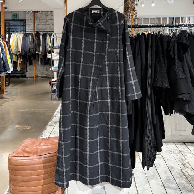 하이 스포르팅 기어 블랙 코튼 블랜드 체크 드레스