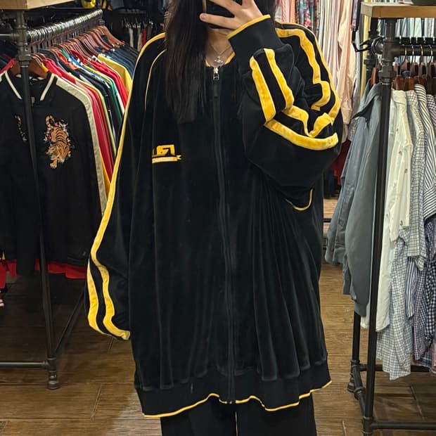 [HI] vintage 벨로아 벨벳 져지 블랙 해