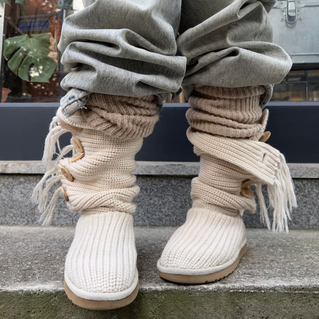 2000s Y2K 니트 카디 어그 부츠