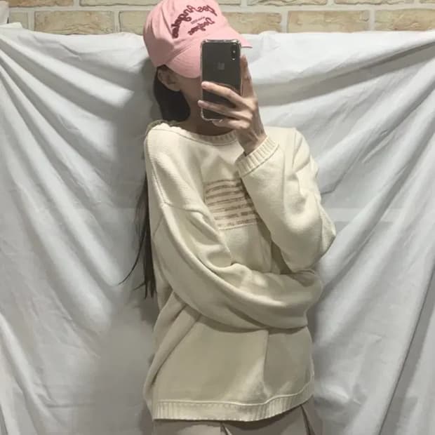 폴로성조기 니트,아이보리,L