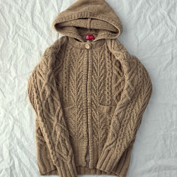 POST BOX 모리걸 후드 니트 집업 일본빈티지