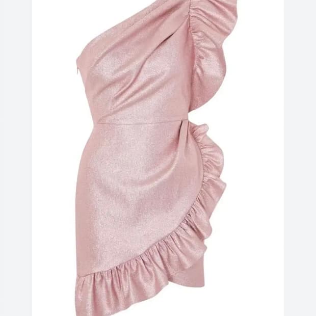 슈슈통 느낌 영국 탑샵 캔디 핑크 원숄더 원피스