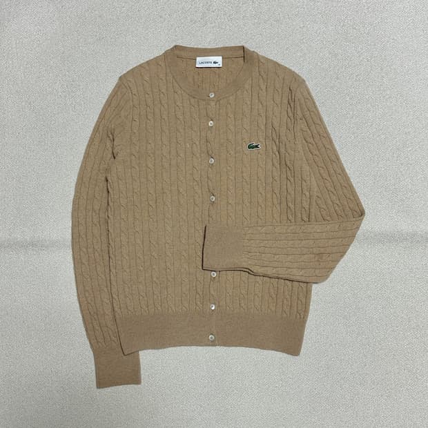 라코스테 여성 케이블 크루넥 가디건