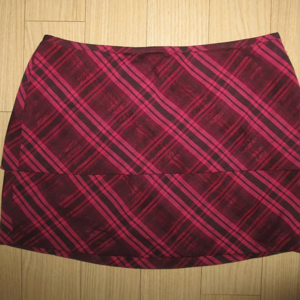 핫핑크 체크 플리츠 미니스커트