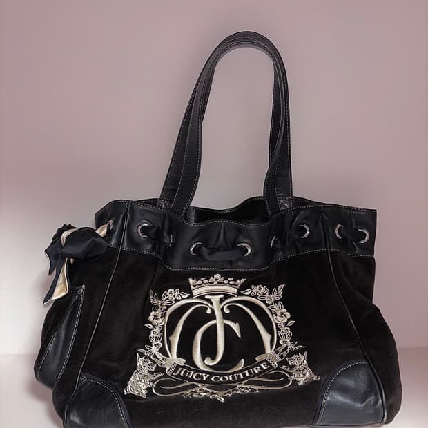 쥬시꾸뛰르 2000s 데이드리머 블랙 브라운 벨벳 토트백 숄더백 백