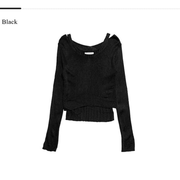 애니원모어 토도 골지 나시 니트 세트(Black)