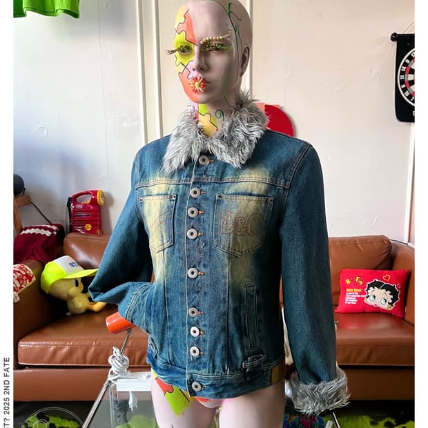 00s Dolce&Gabbana Fur Trim Denim Jacket