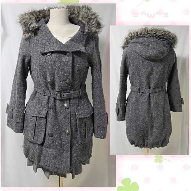 회색 벨트 자켓