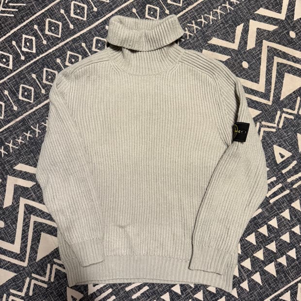 스톤아일랜드 헤비 골지 울 터틀넥 니트