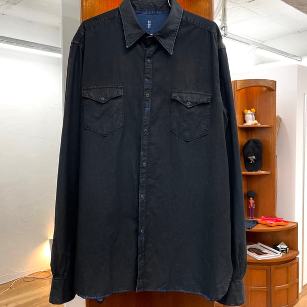 [41] Made in Italy 블랙 코팅 데님 웨스턴 셔츠