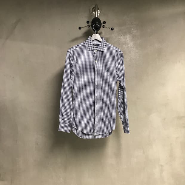 폴로 랄프로렌 깅엄 체크 셔츠 블루 S