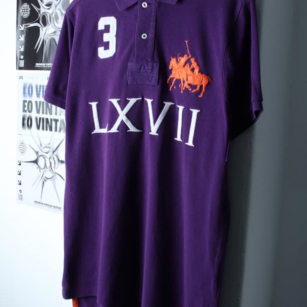 (M-XL) 폴로 랄프로렌 반팔 카라 티셔츠 럭비 퍼플 빅-H30637