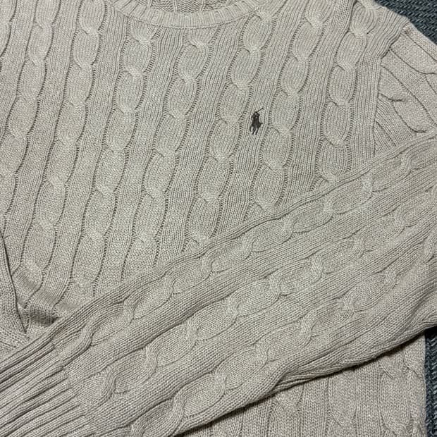 [L] 폴로 꽈배기 니트 베이지