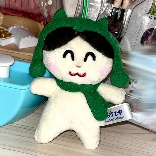 일본 고전 이라스토야 겨울 고양이 인형 키링