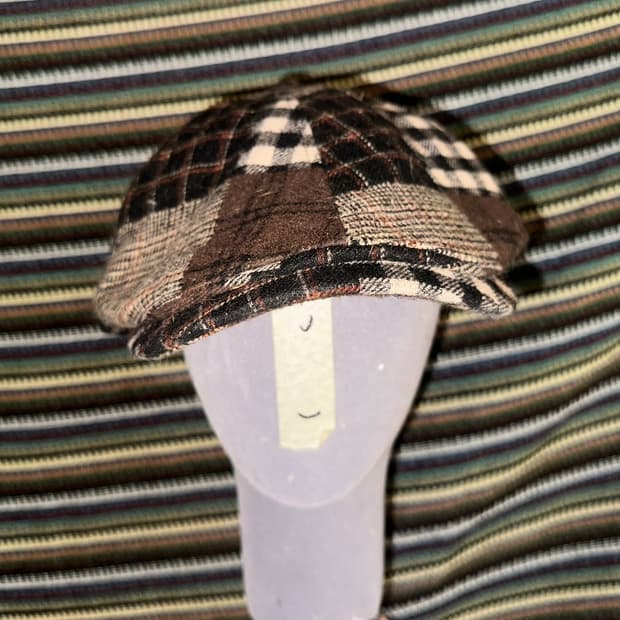 빈티지 체크 베레모