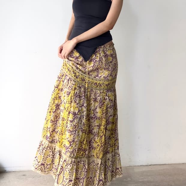 Palm coco strap beach skirt / yellow