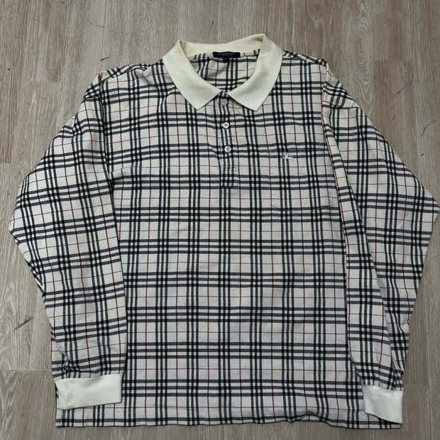 버버리 런던 기마로고 노바체크 PK 긴팔 카라티 XL/105 