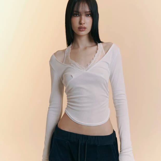 새상품) 플리즈노팔로우 플노팔 아멜리아 amelia 레이스 롱 슬리브 탑