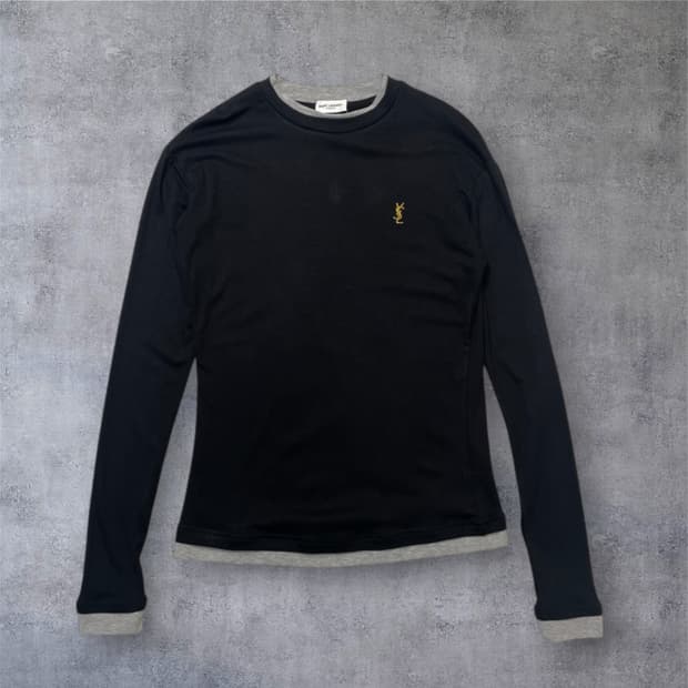 생로랑 Saint laurent 블랙 레이어드 긴팔 티셔츠 L