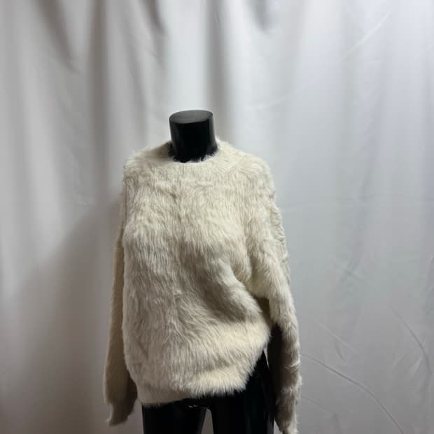 vintage 화이트 퍼 니트