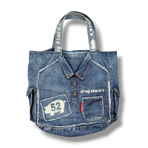 drug store's 드럭스토어 프린팅 데님 에코백