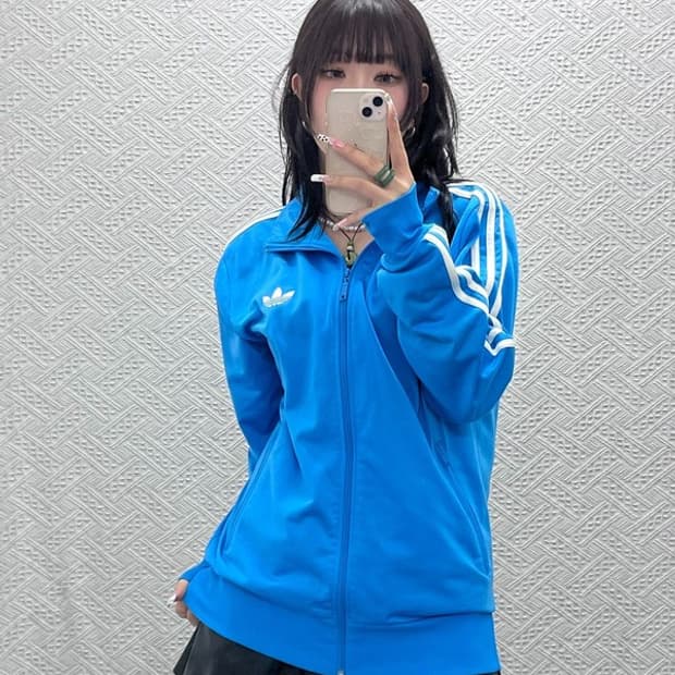 아디다스 빈티지 파이어버드 레트로 연하늘 져지 집업 XL C11200